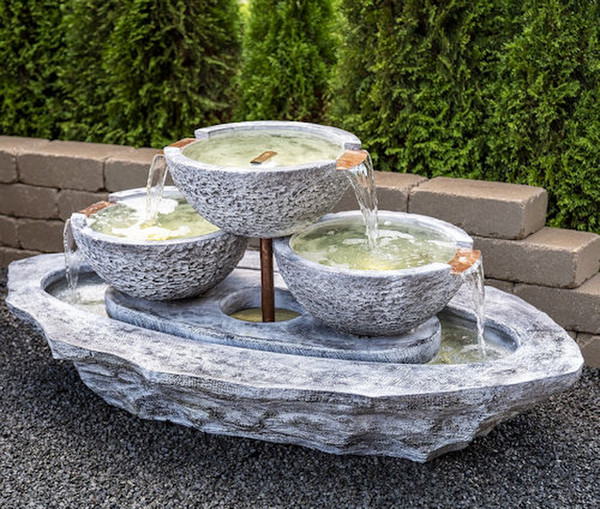 Cocco Tiered Garden Fountain Lighted cascading water and multiple copper accent
